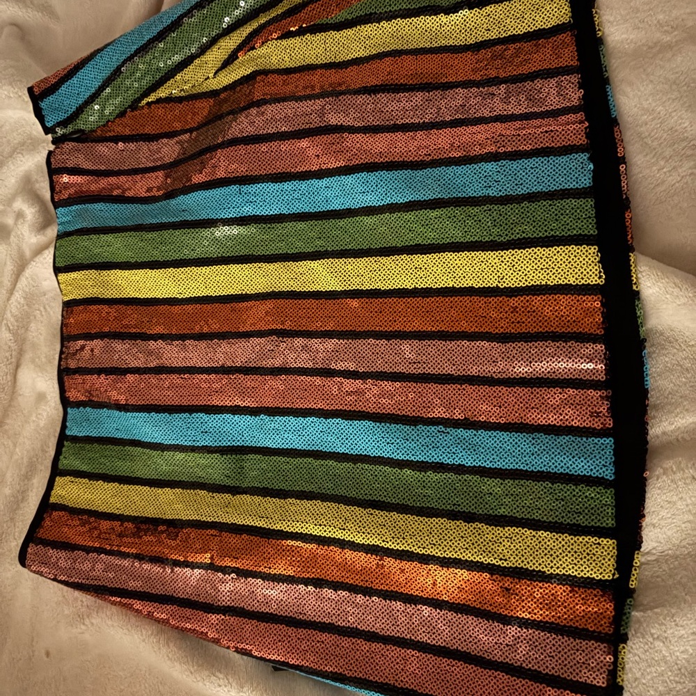Tupernuck Pomander Place Multicolor Striped Sequin Skirt NWT